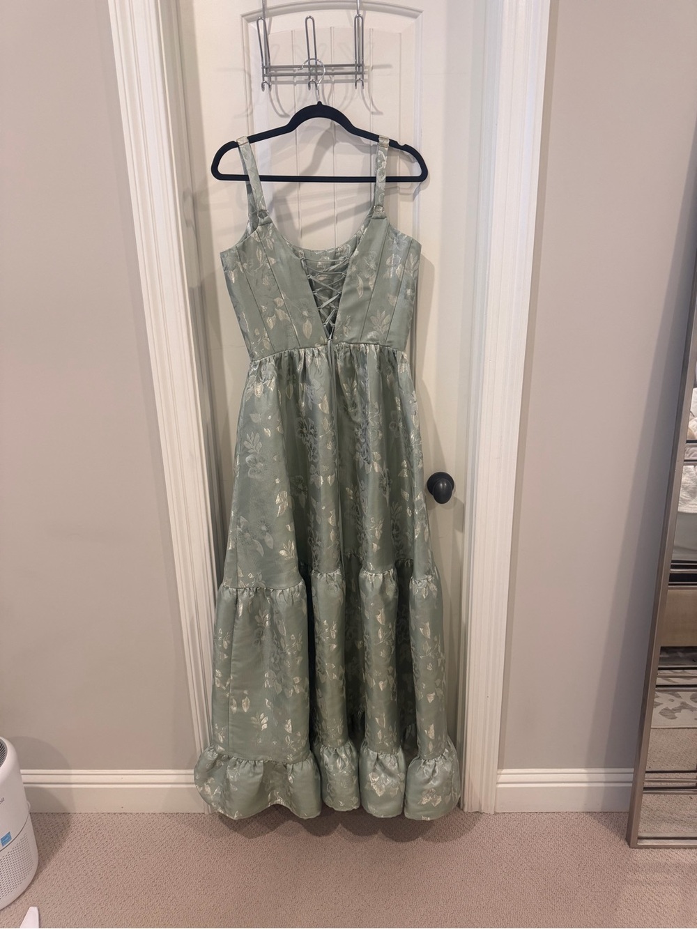 V. Chapman The Avery Dress in Sage Baroque Floral - Picture 6 of 11
